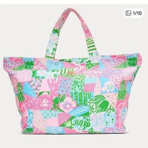 Lilly Pulitzer Pink and Green Patchwork Tote